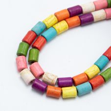 8x6mm Multi Color Dyed Howlite Tube