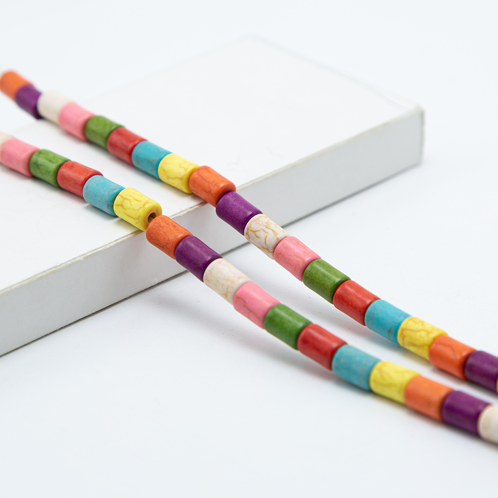 8x6mm Multi Color Dyed Howlite Tube