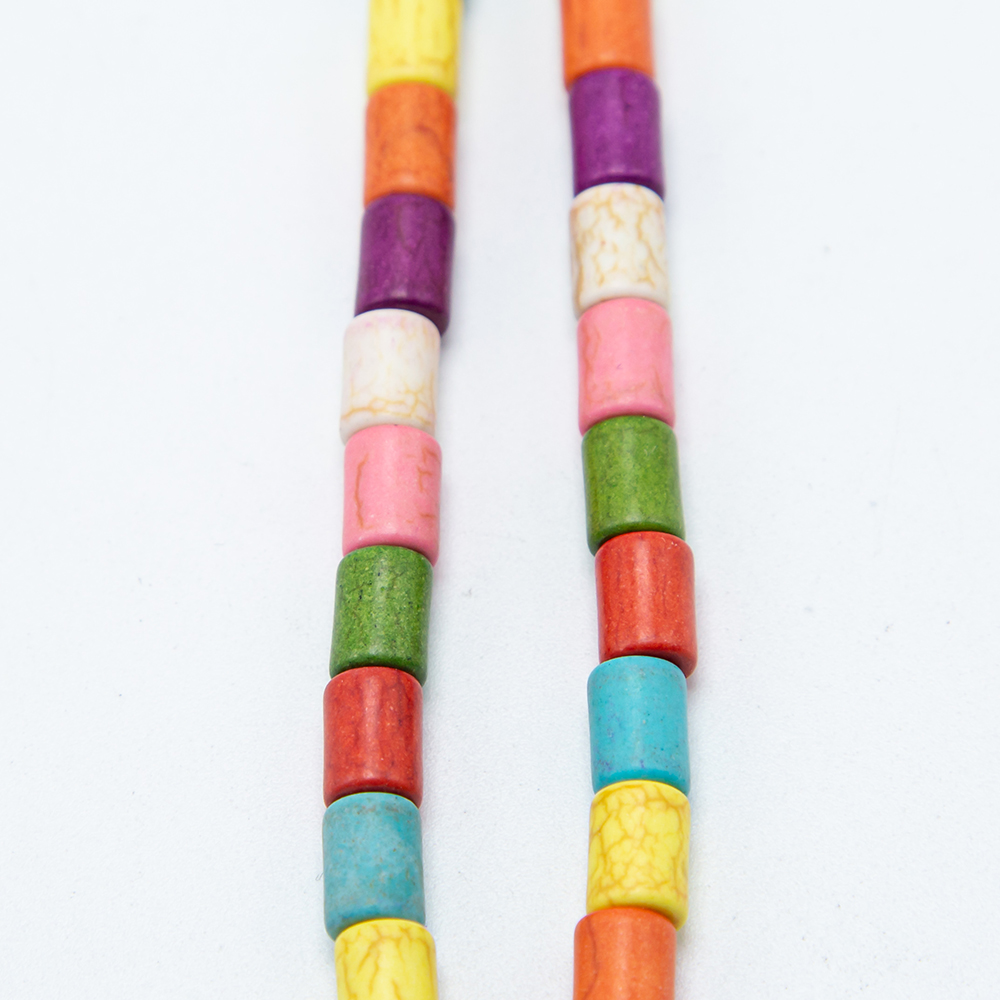 8x6mm Multi Color Dyed Howlite Tube