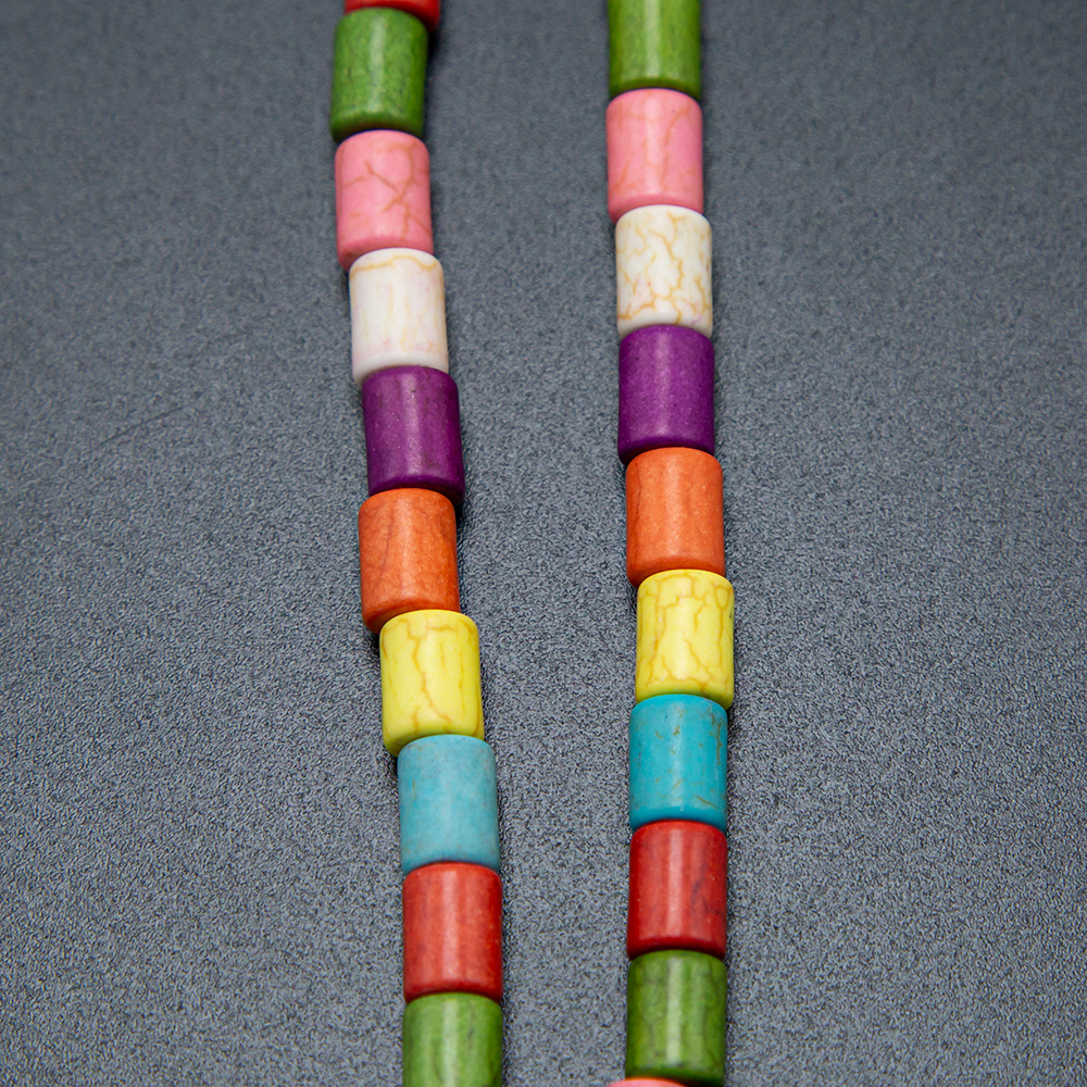8x6mm Multi Color Dyed Howlite Tube