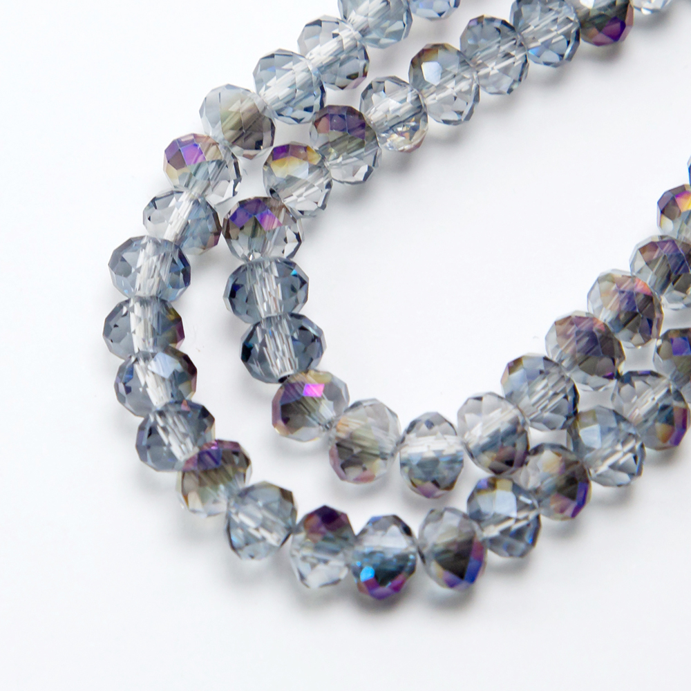 6x4mm Transparent Purple Faceted Rondelle Glass Beads