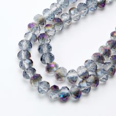 6x4mm Transparent Purple Faceted Rondelle Glass Beads