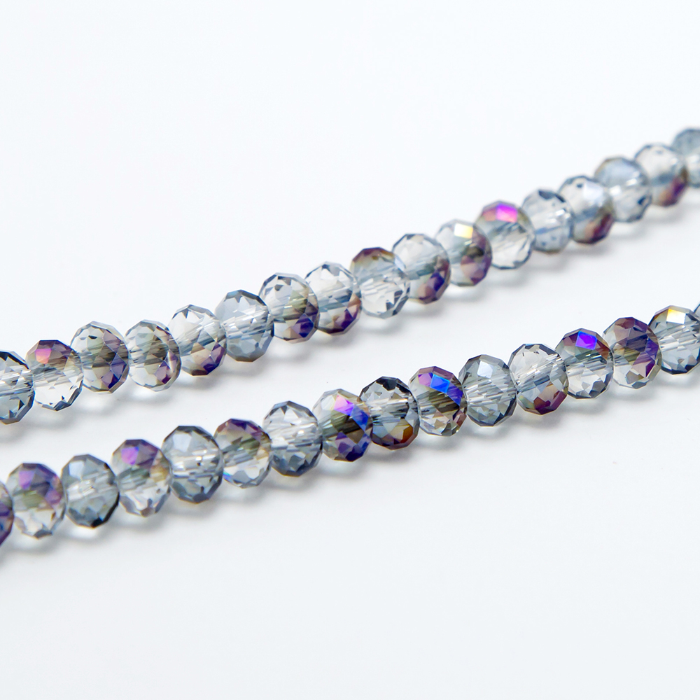 6x4mm Transparent Purple Faceted Rondelle Glass Beads