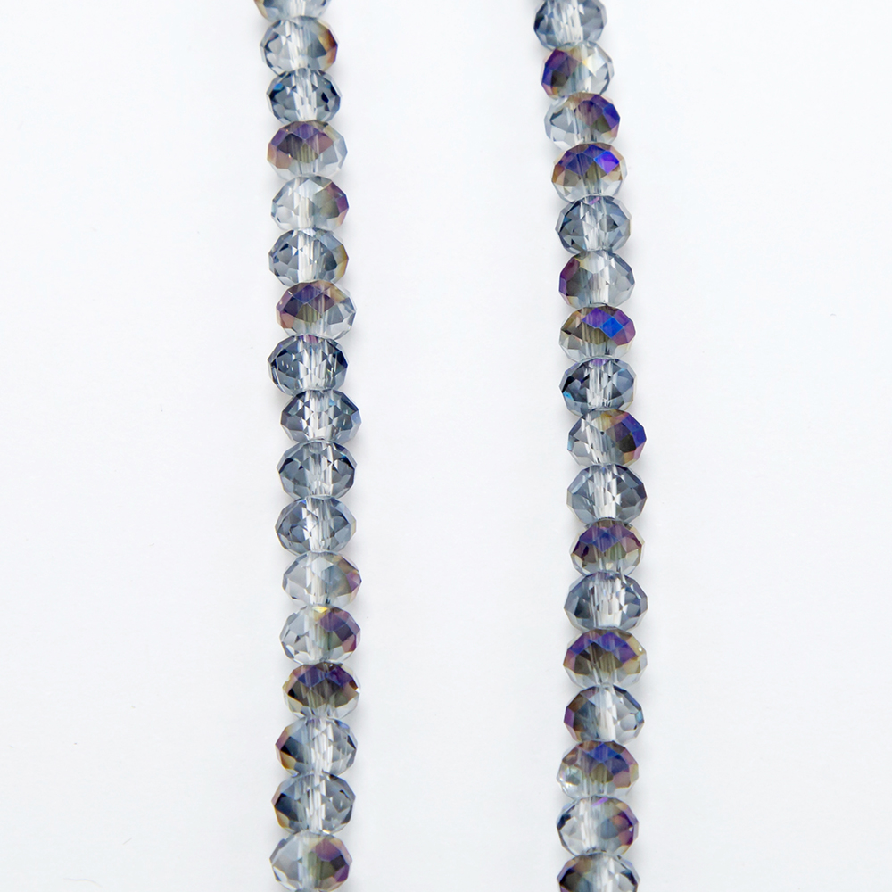 6x4mm Transparent Purple Faceted Rondelle Glass Beads