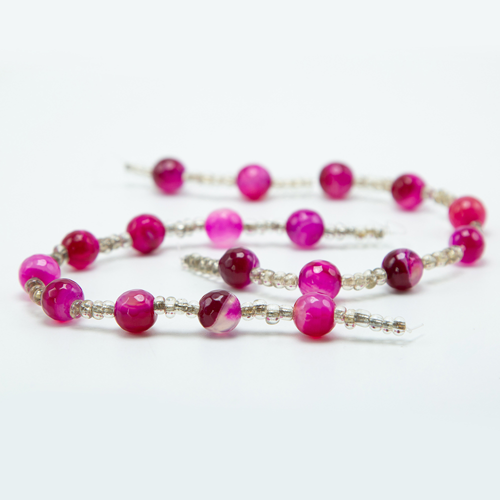 10mm Hot Pink Dyed Agate Faceted Round Beads Gemstone Beads