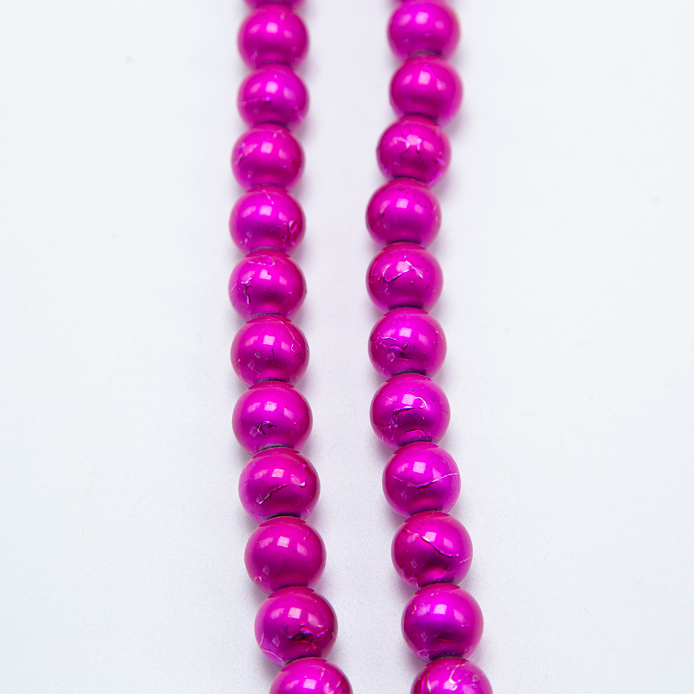 12mm Hot Pink Round Painted Glass Beads