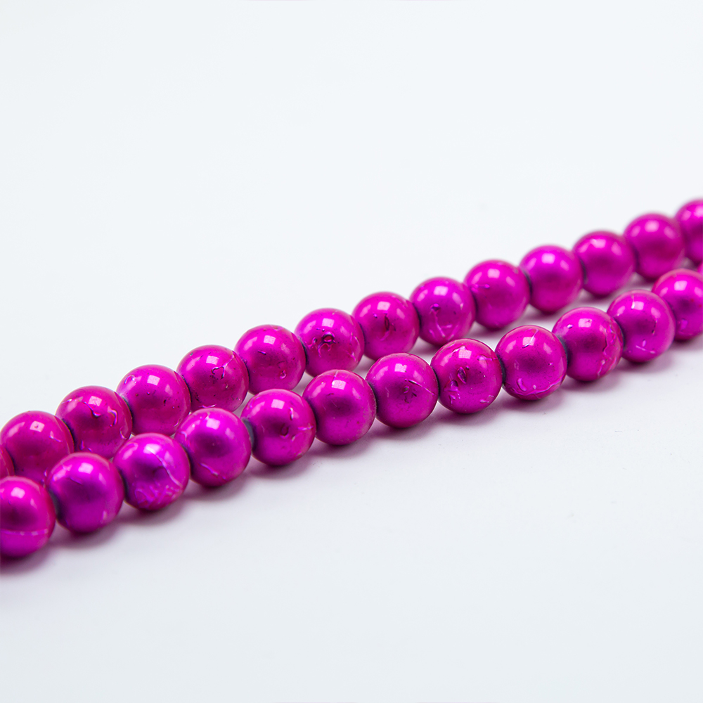 12mm Hot Pink Round Painted Glass Beads