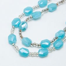 Opaque Light Blue Faceted Polygon Beads