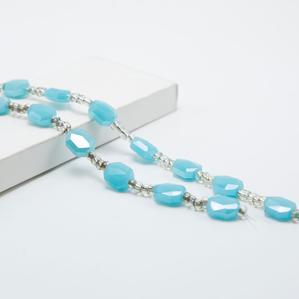 Opaque Light Blue Faceted Polygon Beads