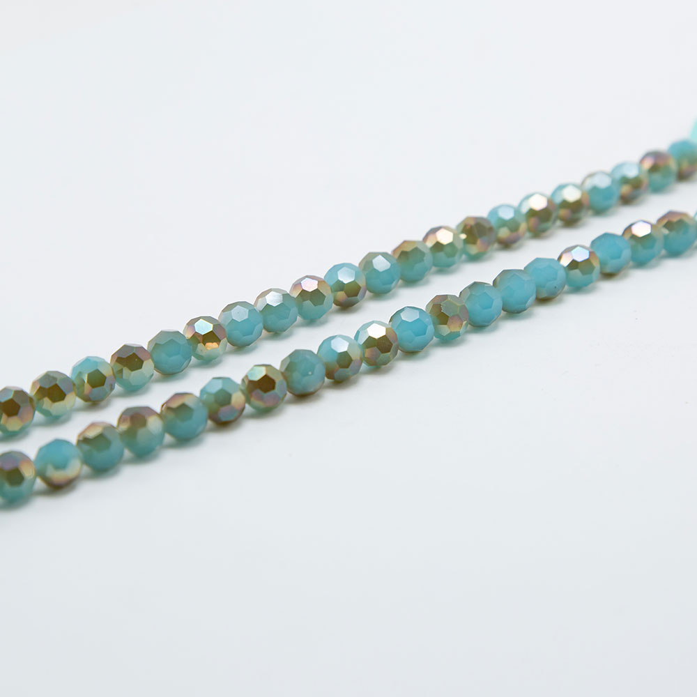 10mm Opaque Blue with Half Gray Plated Faceted Round Glass Beads