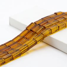 12x6mm Amber Color Glass Beads Rectangular Glass Beads