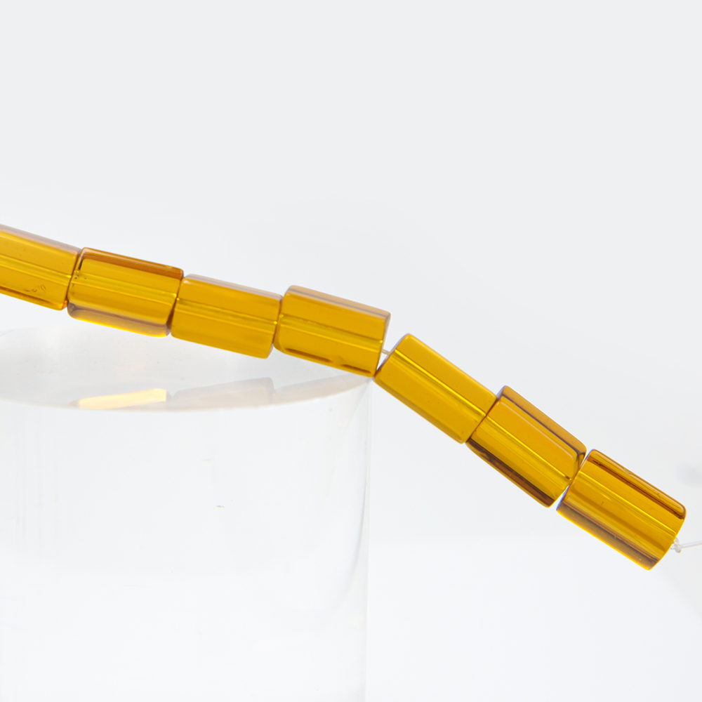 12x6mm Amber Color Glass Beads Rectangular Glass Beads