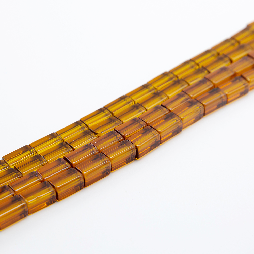 12x6mm Amber Color Glass Beads Rectangular Glass Beads