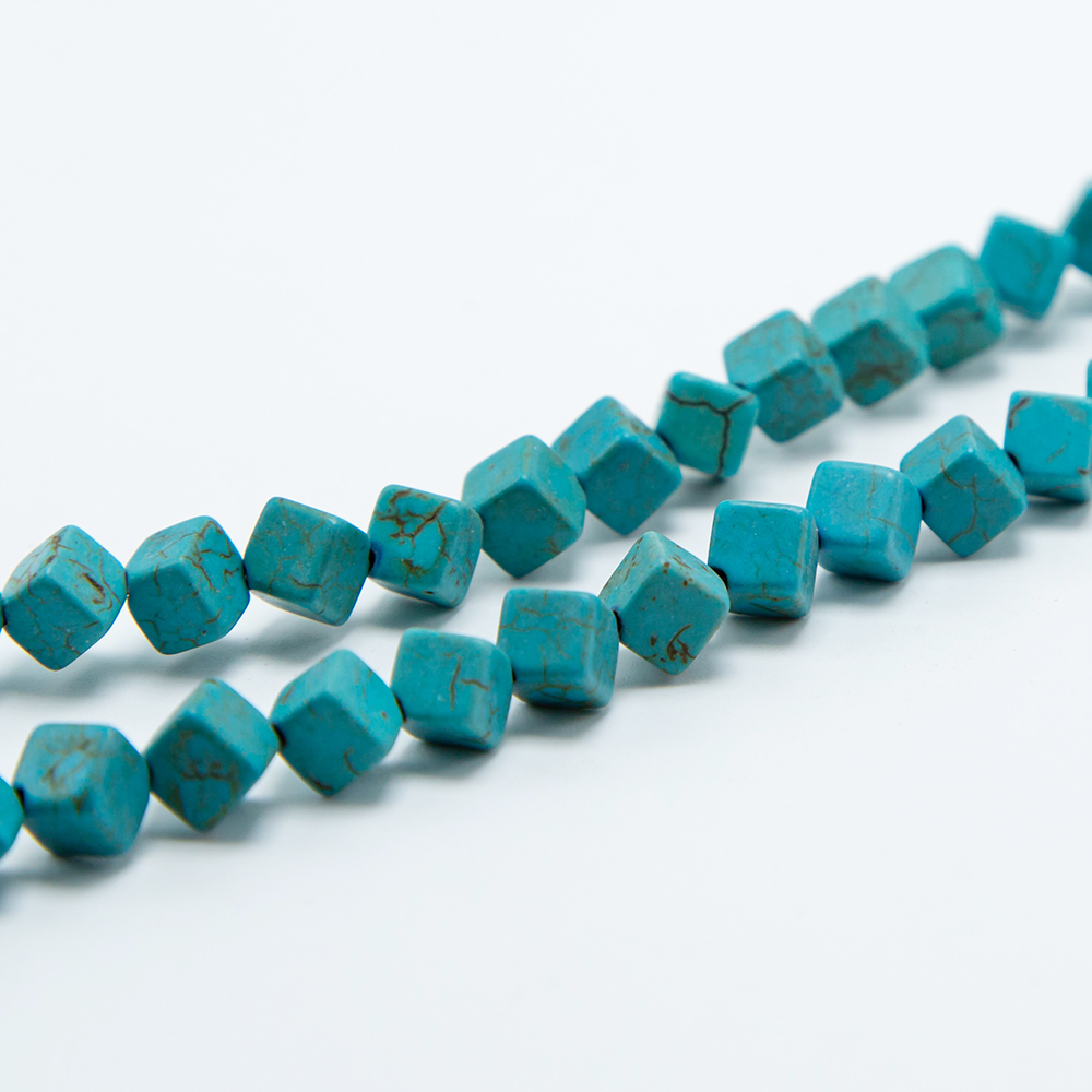 6mm Turquoise Dyed Howlite Cube Beads Gemstone Beads