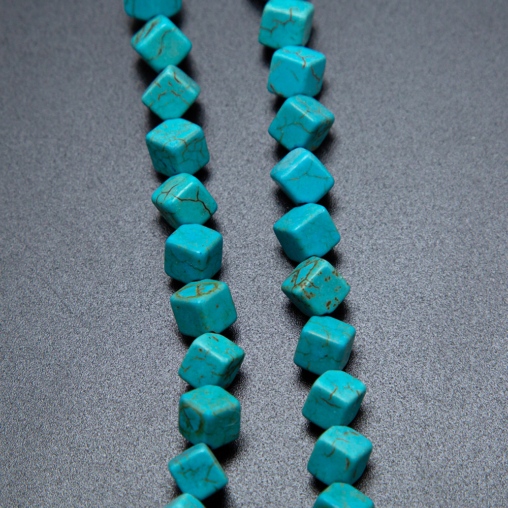 6mm Turquoise Dyed Howlite Cube Beads Gemstone Beads