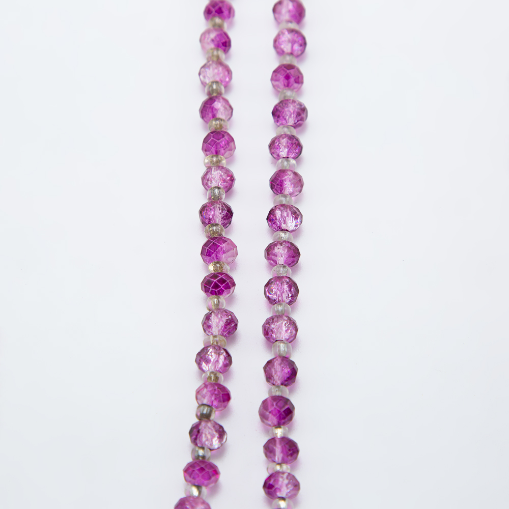 8x6mm Purple with Pink Crackle Glass Beads Faceted Rondelle Glass Beads