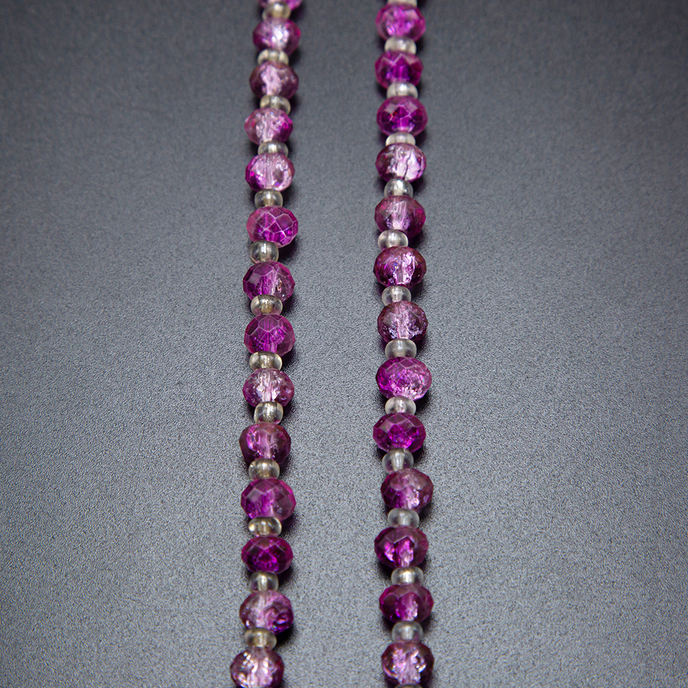 8x6mm Purple with Pink Crackle Glass Beads Faceted Rondelle Glass Beads