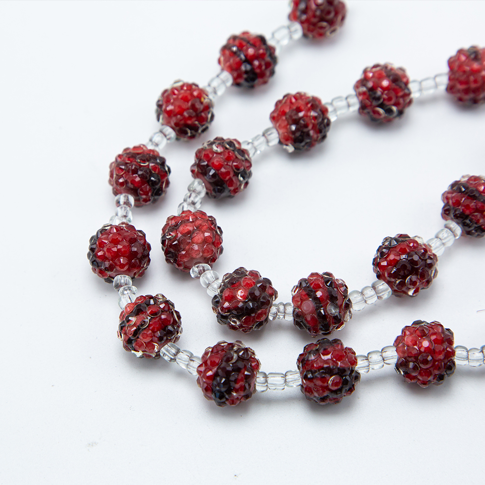 14mm Red Acrylic Rhinestone Beads