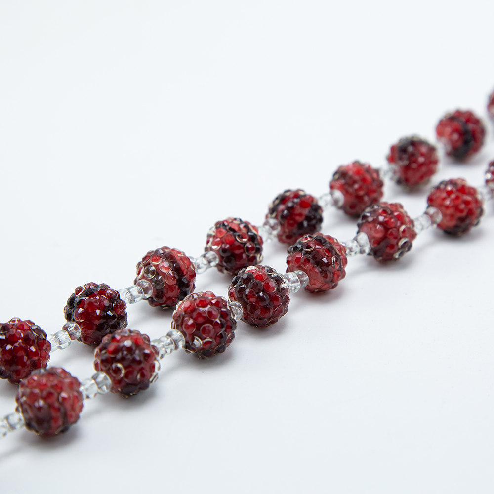 14mm Red Acrylic Rhinestone Beads