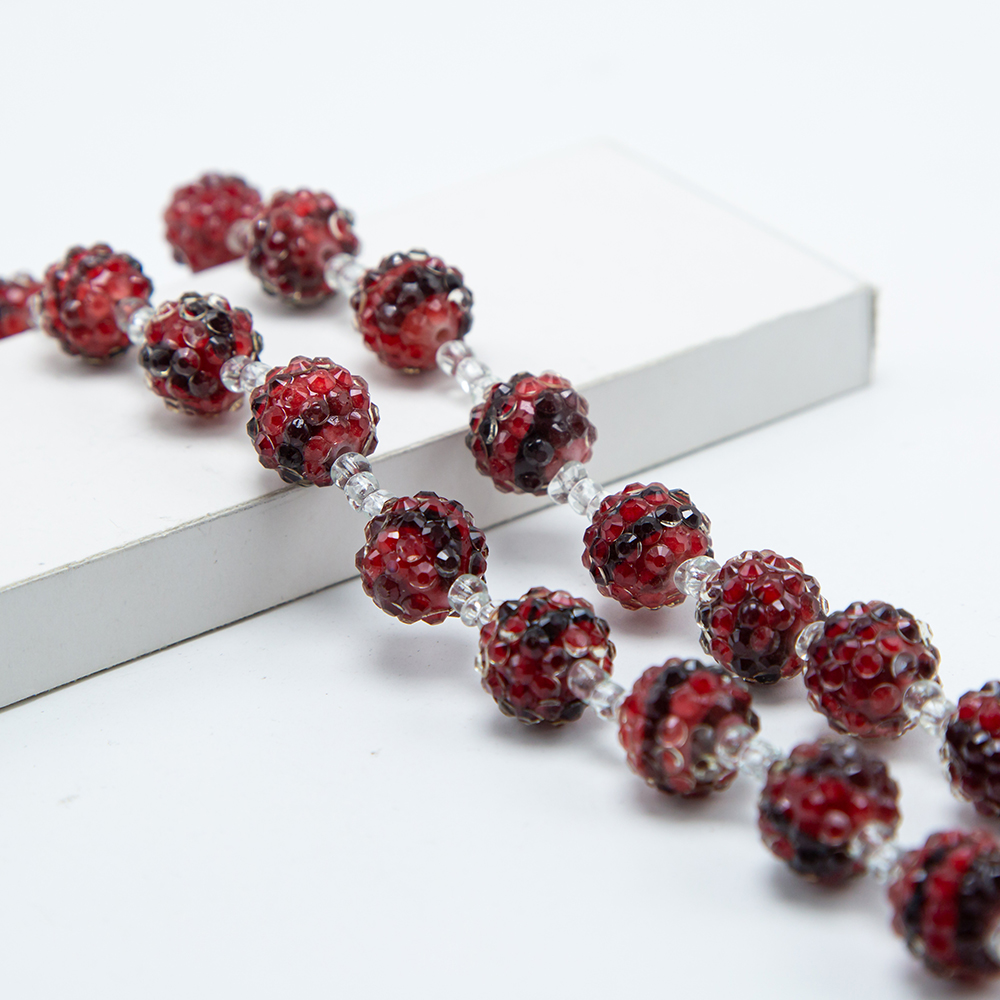 14mm Red Acrylic Rhinestone Beads