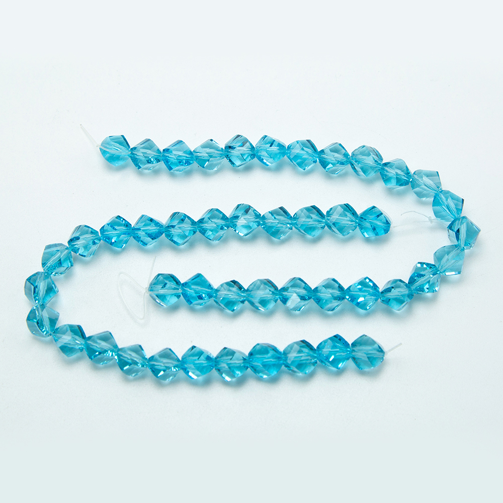 8mm Blue Glass Beads Faceted Twist Beads