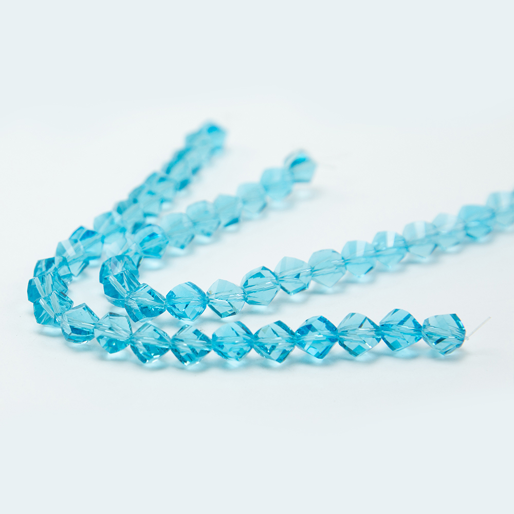 8mm Blue Glass Beads Faceted Twist Beads