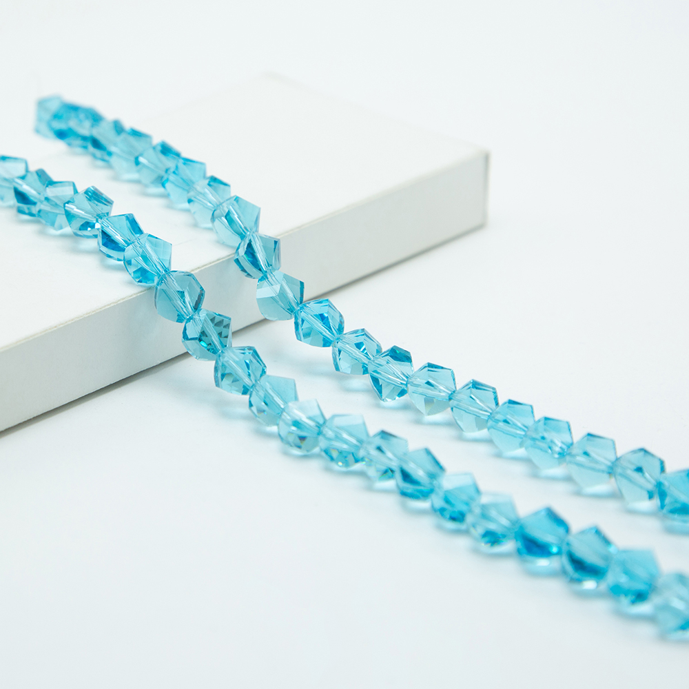 8mm Blue Glass Beads Faceted Twist Beads