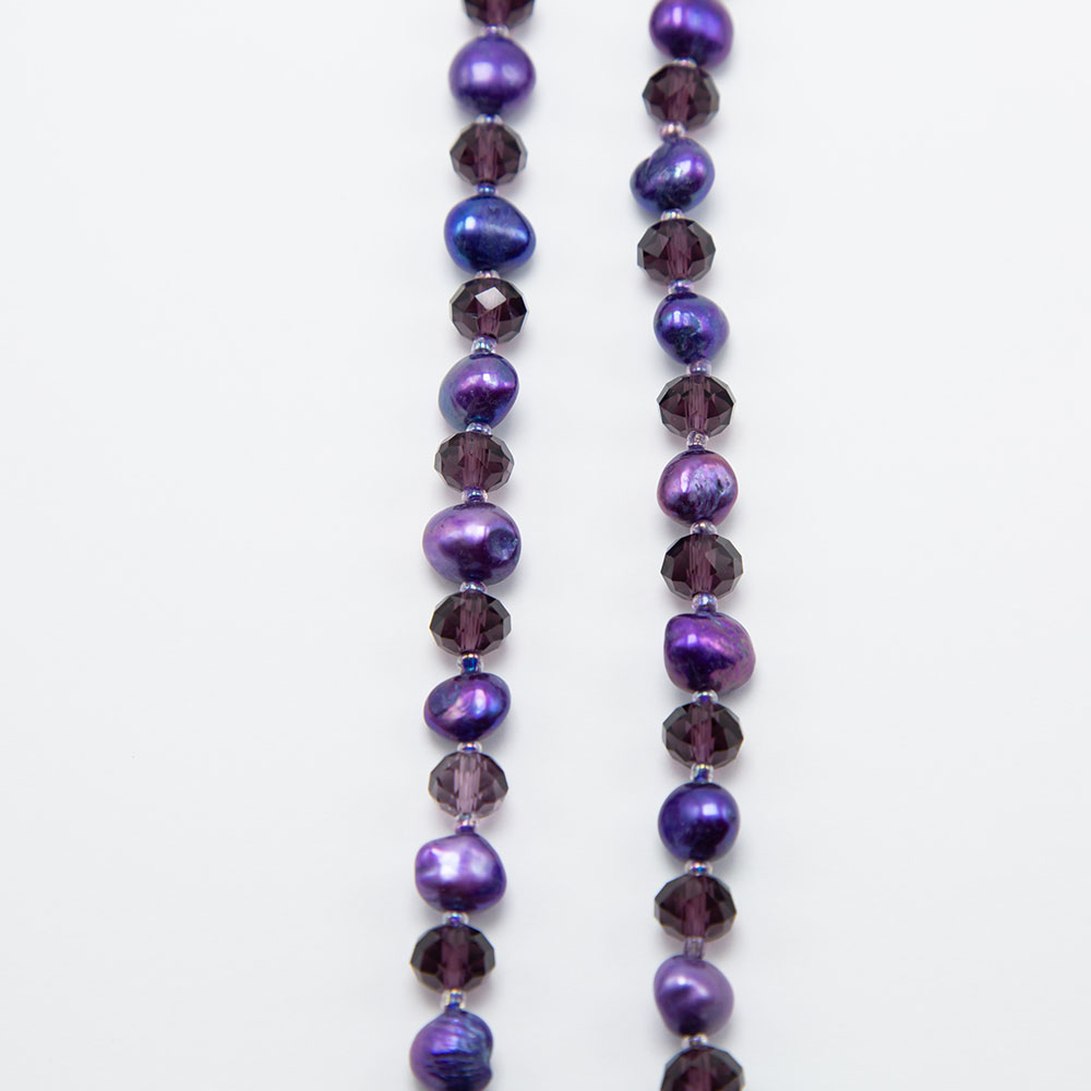 8x6mm Purple Faceted Rondelle Glass Beads and Dyed Pearl Bead