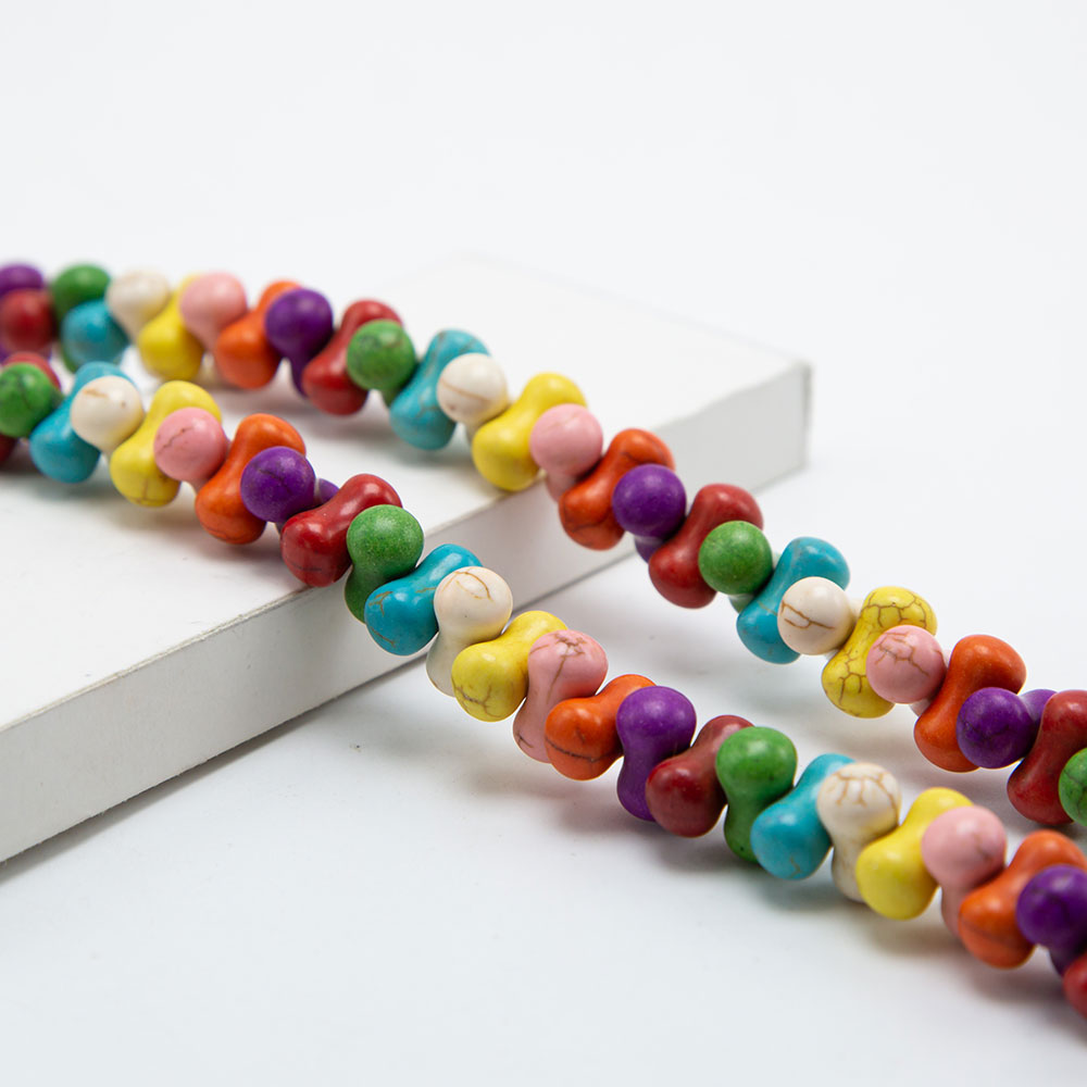 14x8mm Multi Color Dyed Howlite Bone Beads