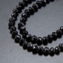 6x4mm Black Faceted Rondelle Glass Bead
