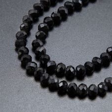 6x4mm Black Faceted Rondelle Glass Bead