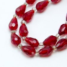 12x8mm Red Glass Beads Faceted Teardrop Bead