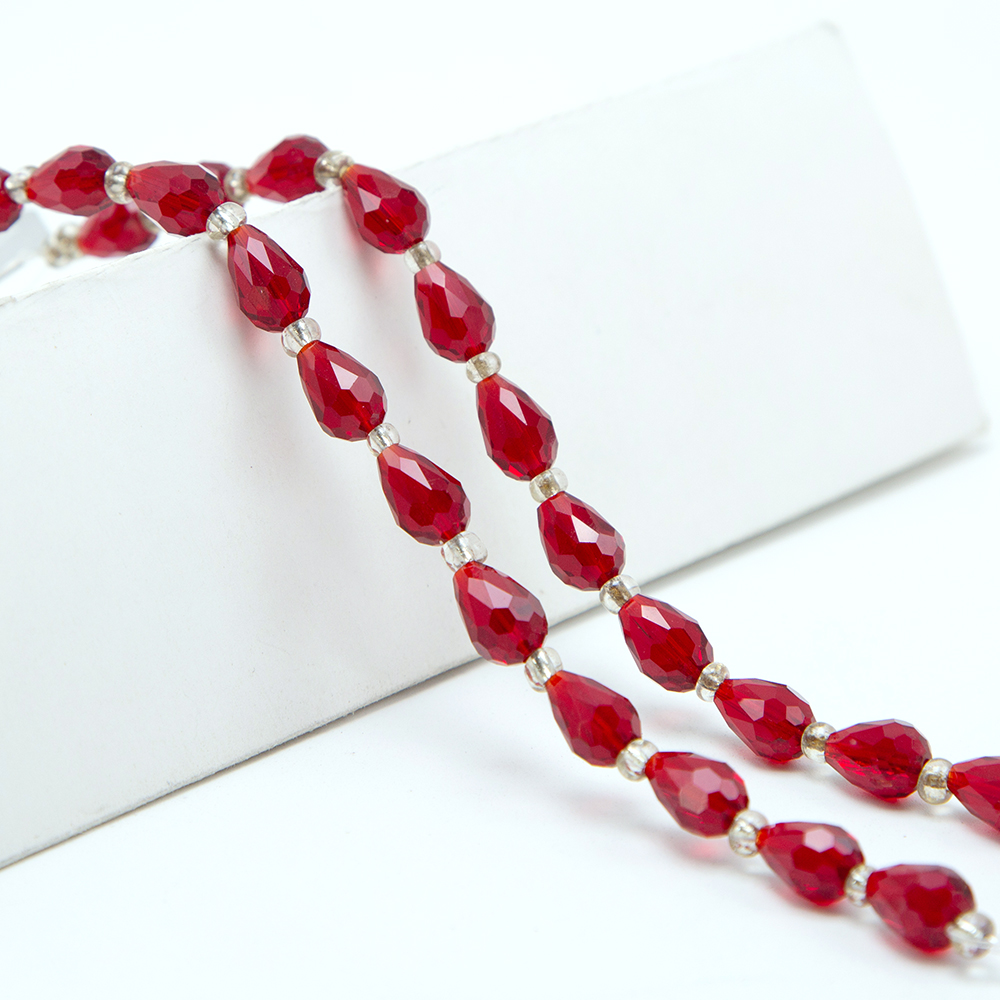 12x8mm Red Glass Beads Faceted Teardrop Bead