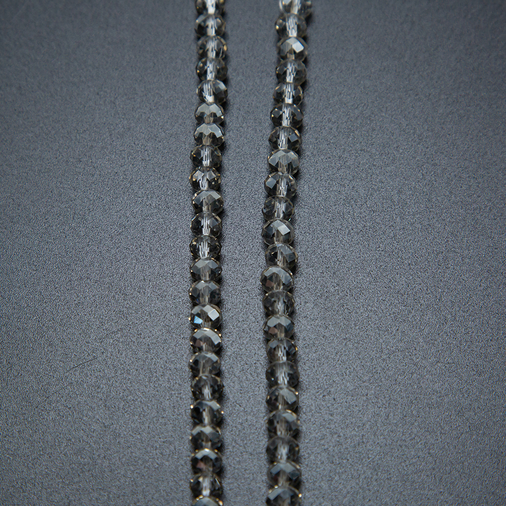 6x4mm Transparent gray Faceted Rondelle Glass Bead
