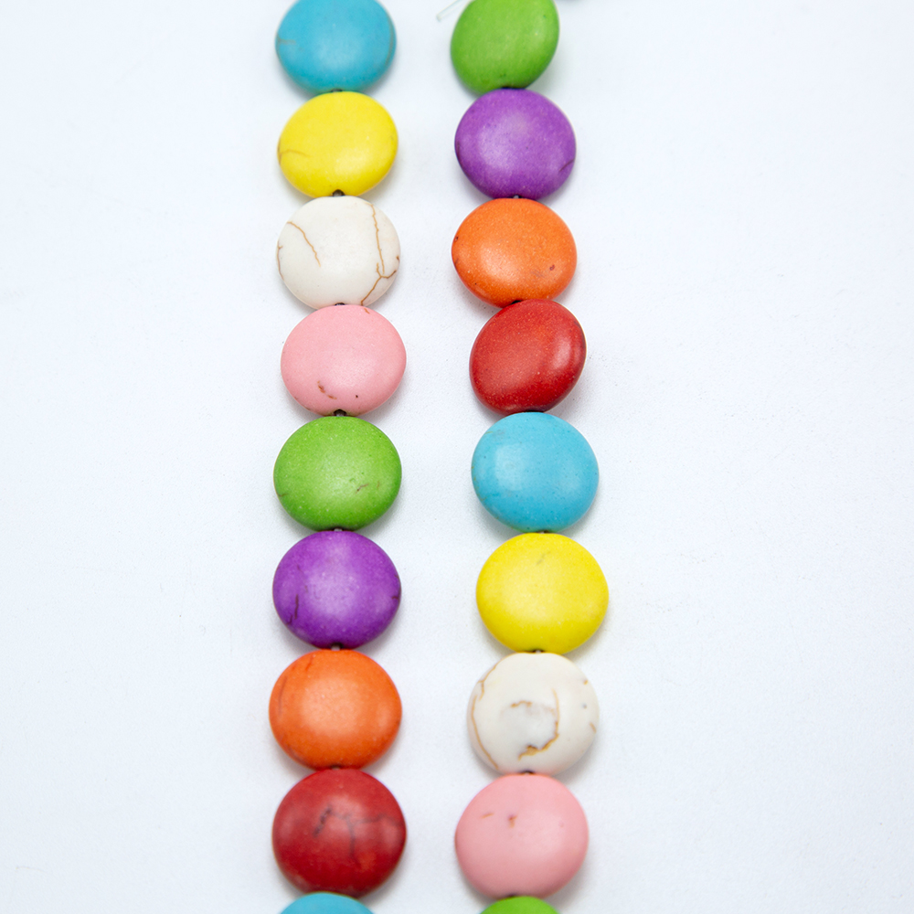 15x5mm Multi Color Dyed Howlite Lentil Bead