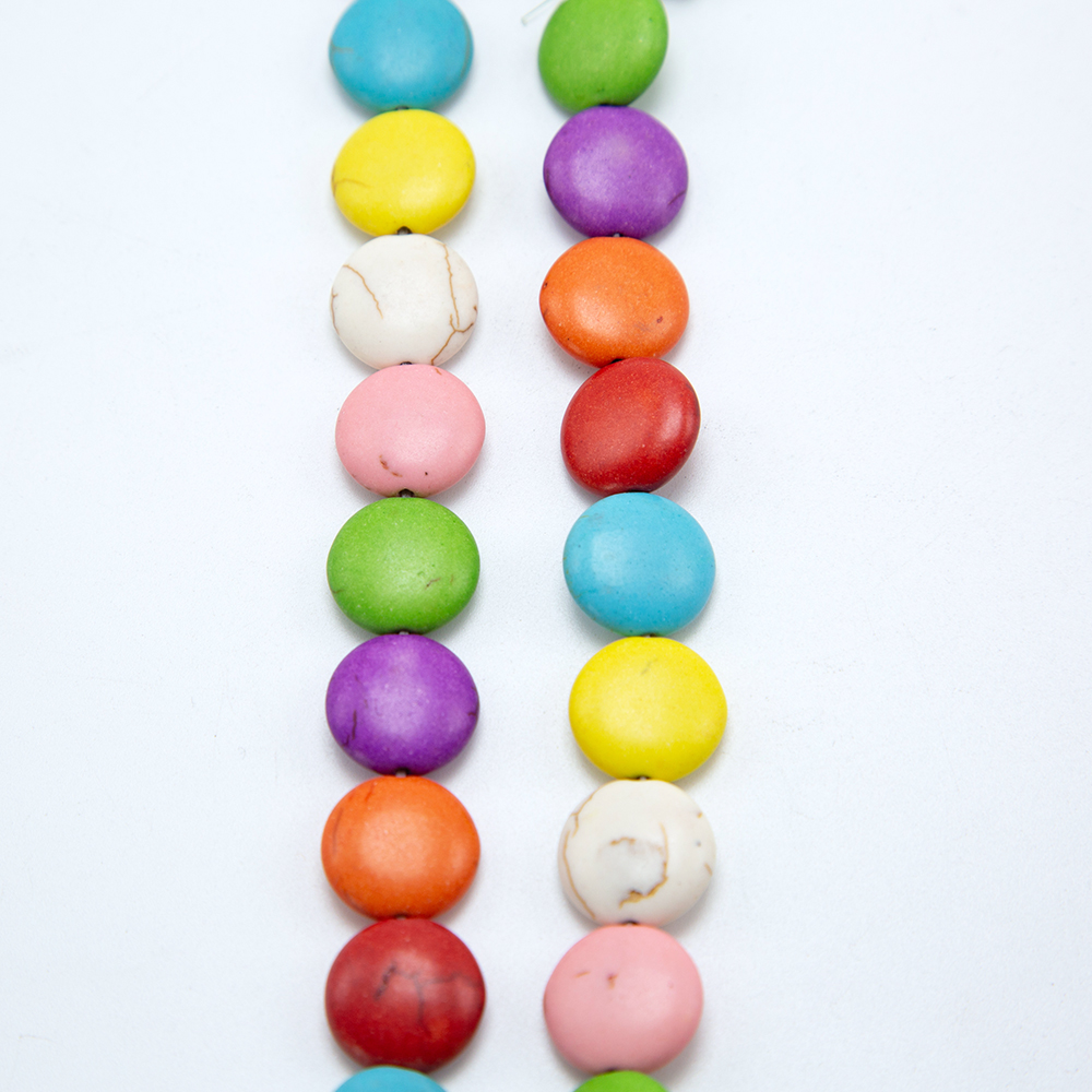 15x5mm Multi Color Dyed Howlite Lentil Beads