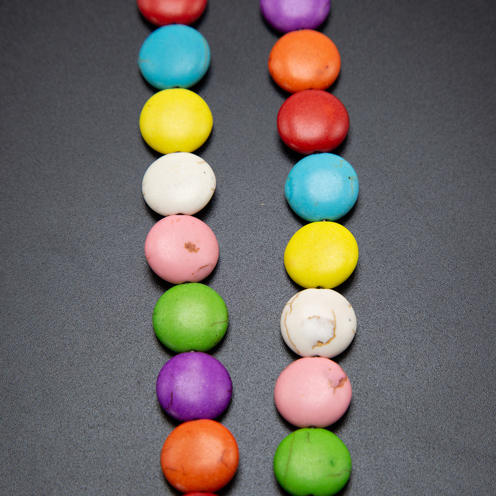 15x5mm Multi Color Dyed Howlite Lentil Beads