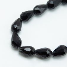 15x10mm Black Glass Beads Faceted Teardrop Bead