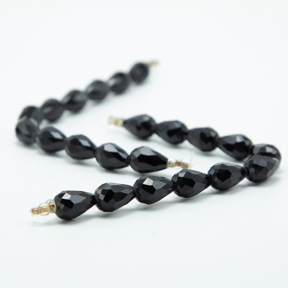 15x10mm Black Glass Beads Faceted Teardrop Bead