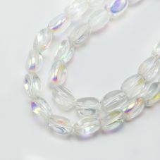 12x7mm Transparent and AB Iris Glass Beads Twist Bead