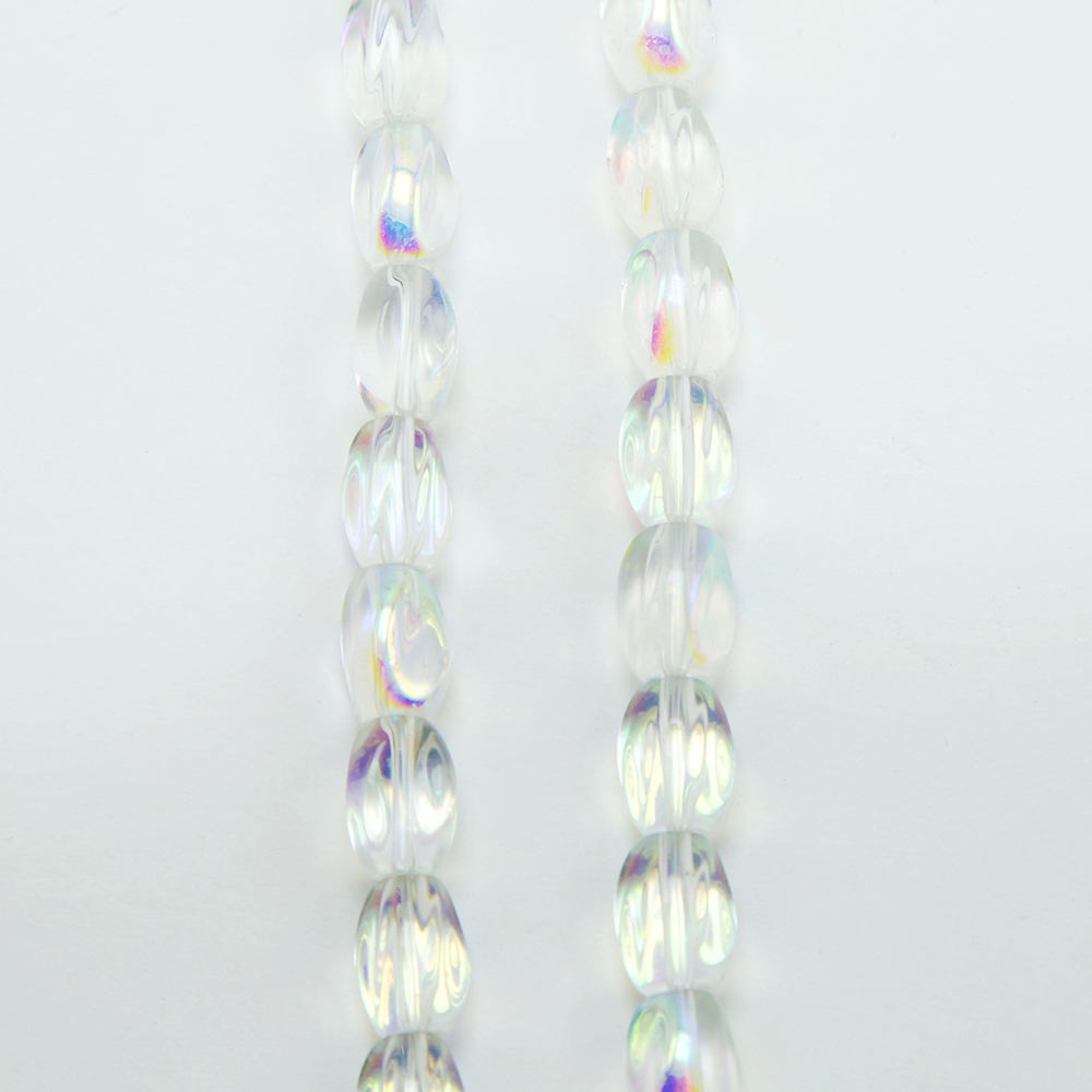 12x7mm Transparent and AB Iris Glass Beads Twist Bead