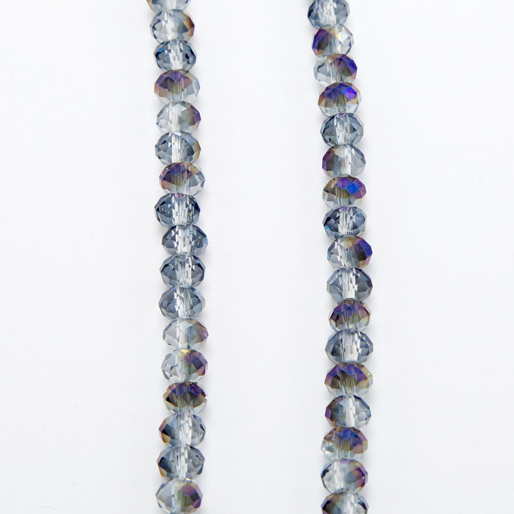 6x4mm Transparent Purple Faceted Rondelle Glass Bead