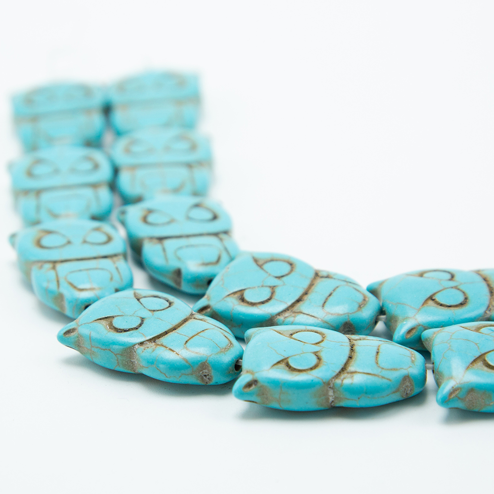 Blue Crackle Howlite Owl Beads Cute Gemstone Beads