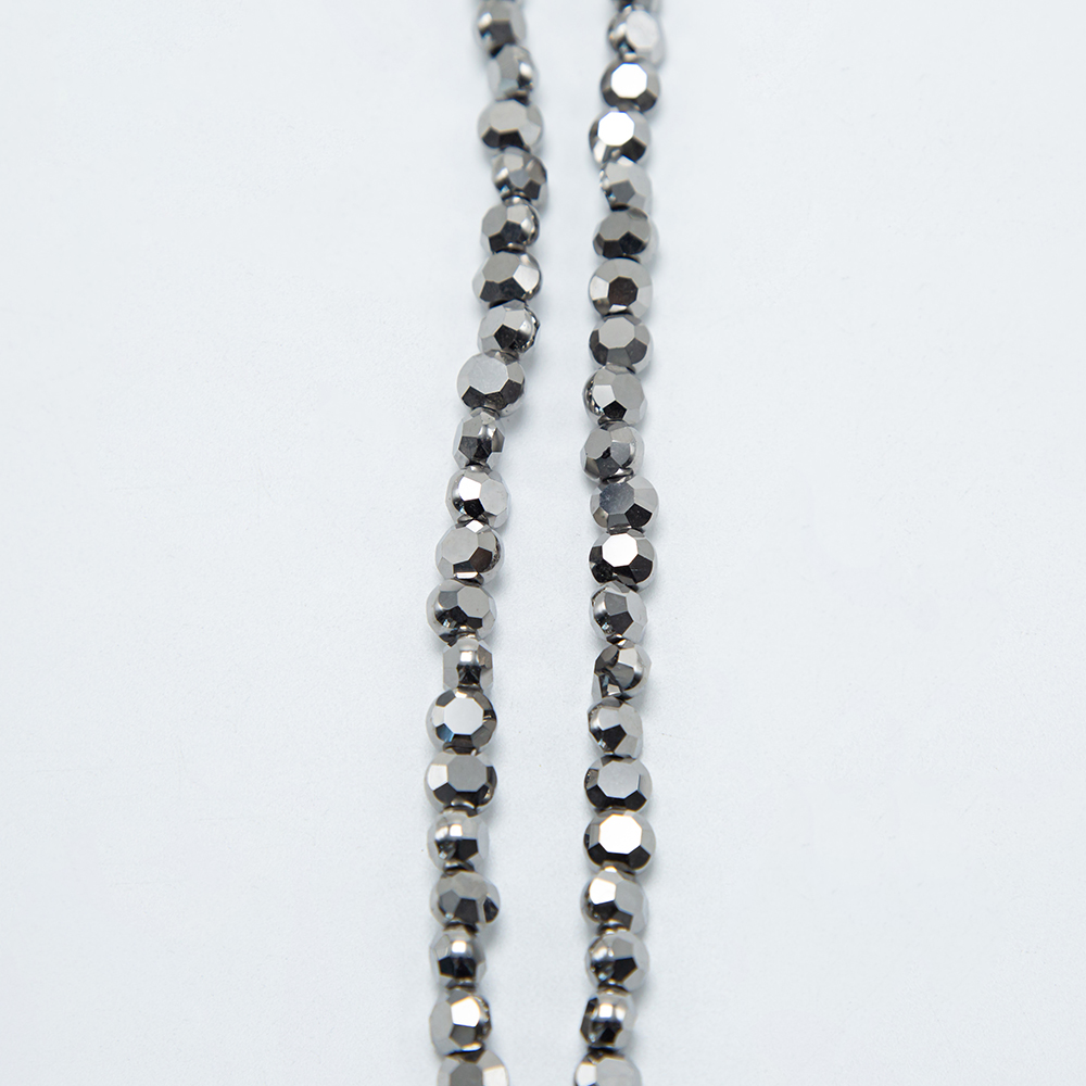 6mm Silver Glass Beads Faceted Lentil Beads