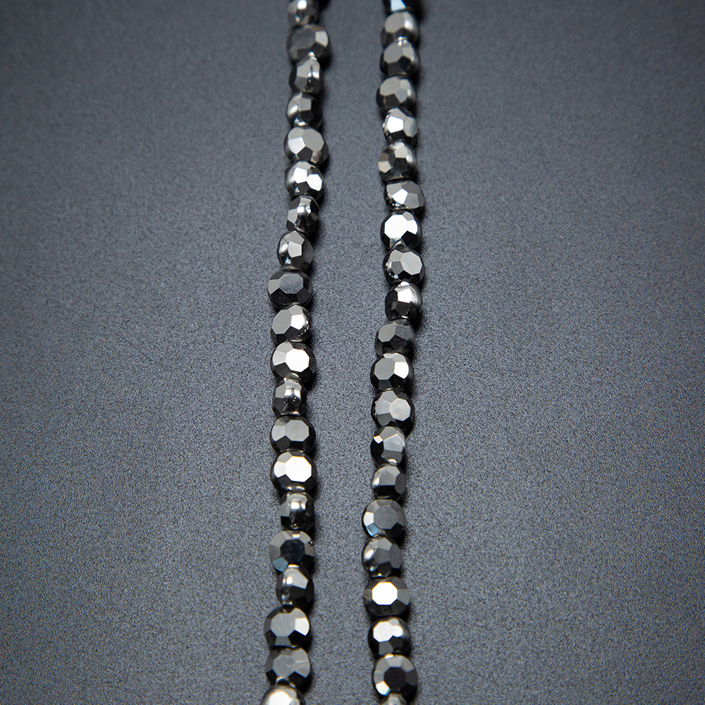 6mm Silver Glass Beads Faceted Lentil Beads