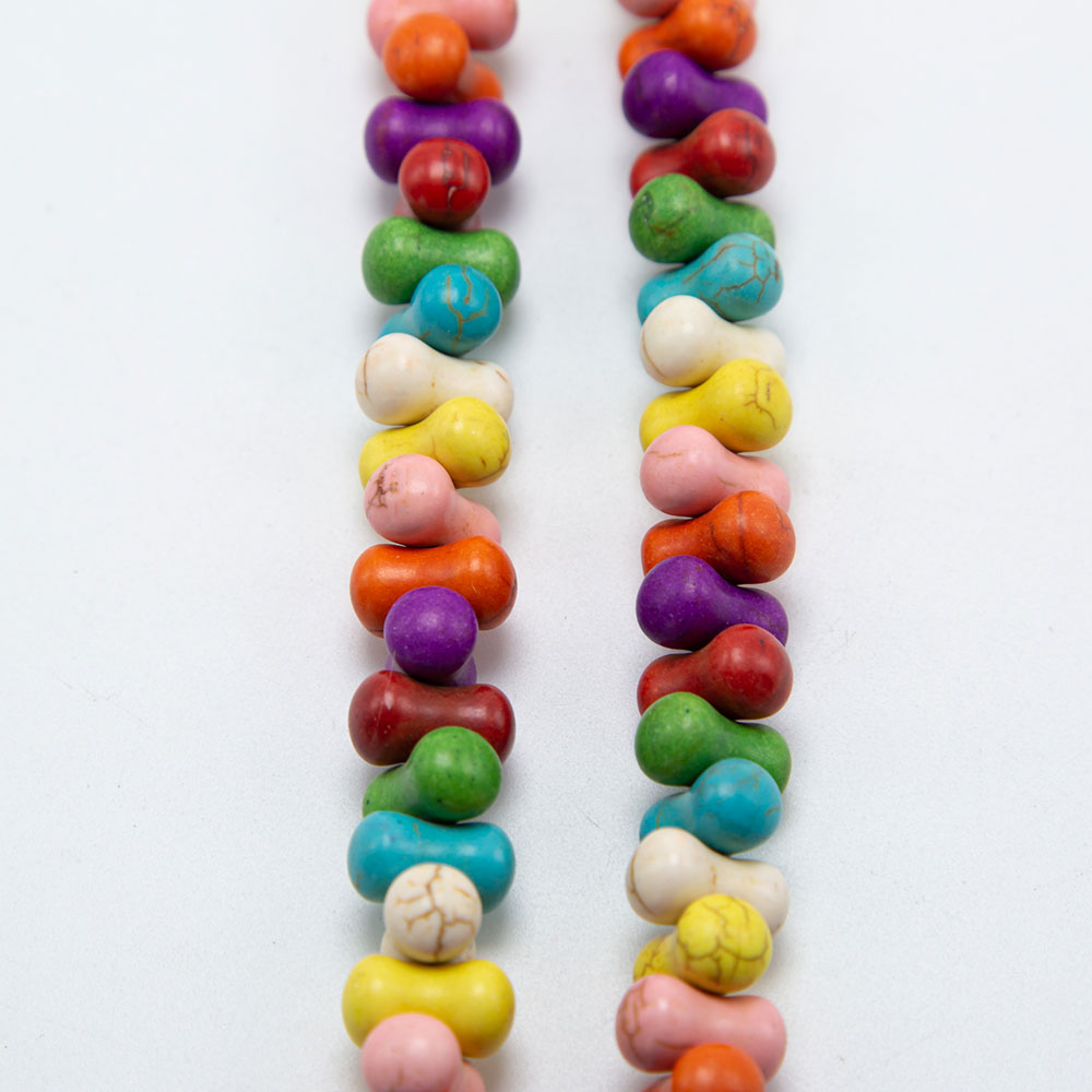 14x8mm Multi Color Dyed Howlite Bone Bead
