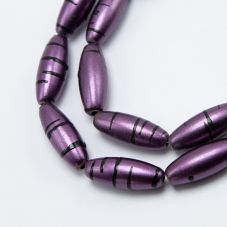 30x12mm Purple with Black Stripe Acrylic Oval Bead