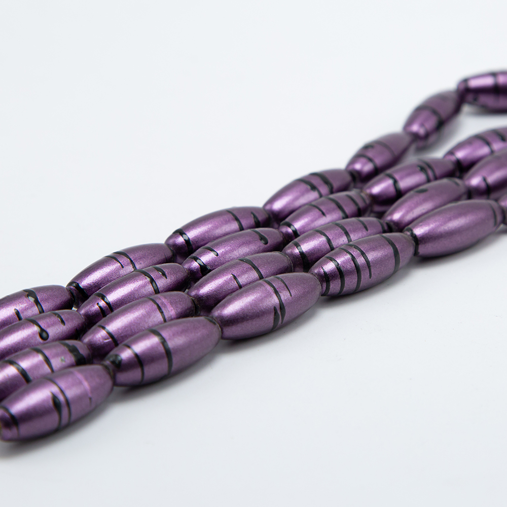 30x12mm Purple with Black Stripe Acrylic Oval Bead