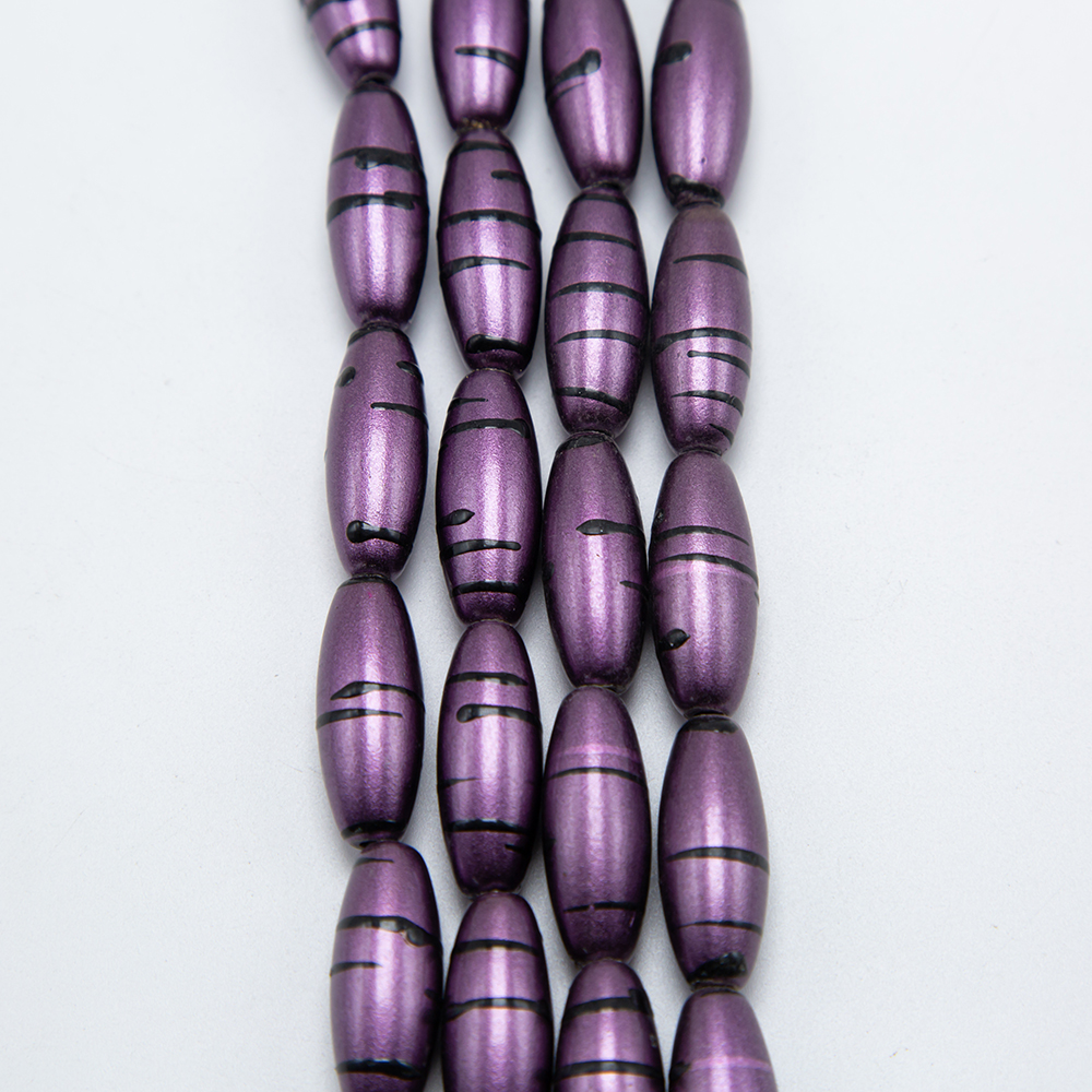 30x12mm Purple with Black Stripe Acrylic Oval Bead