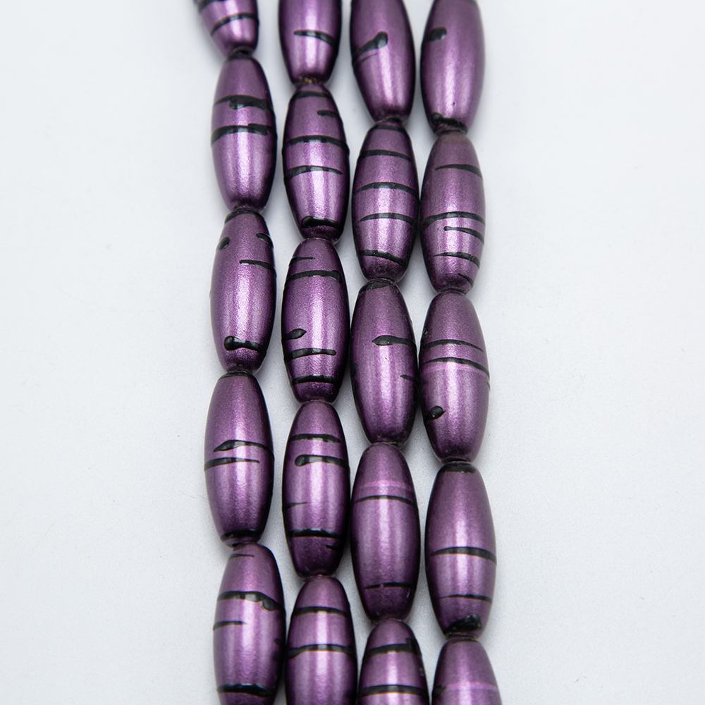 30x12mm Purple with Black Stripe Acrylic Oval Beads